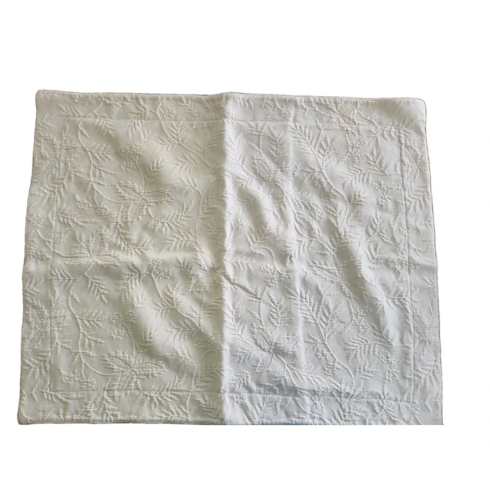 1/Ralph Lauren Off-White/ Ivory Matelasse Fern/Vine Std Pillow Sham Cotton VGC